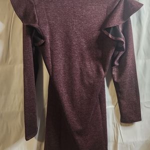 Free Generation Woman's a line dress, long sleeve, burgundy